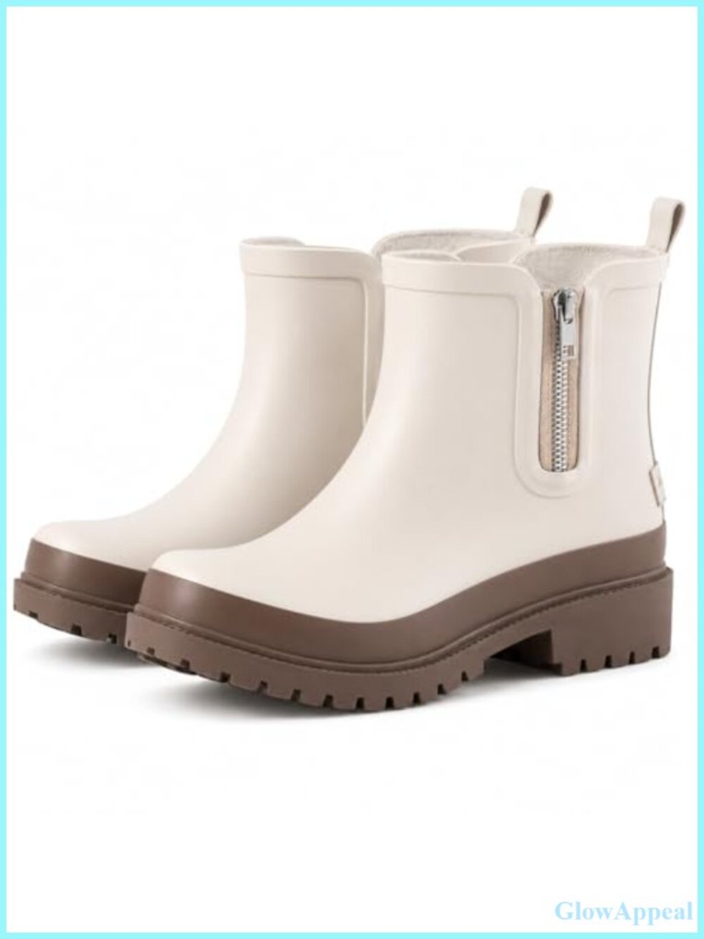 Jollywalk Women's Waterproof Chelsea Rain Boots Decorative Side Zipper Ankle